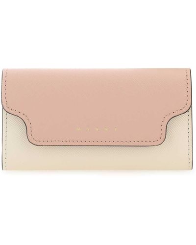 Marni Two-Tone Leather Key Chain Case - Natural