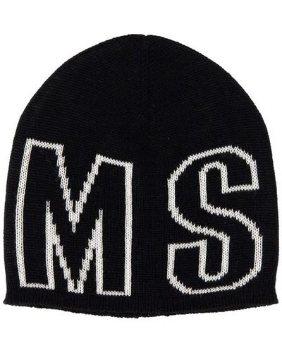 MSGM Beanie Hat With Logo - Black
