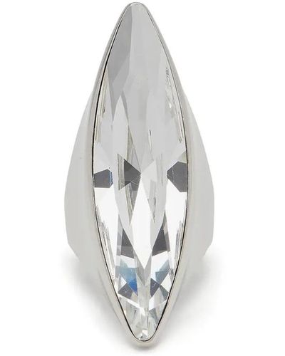 Alexander McQueen Antiqued Jewelled Pointed Ring - White