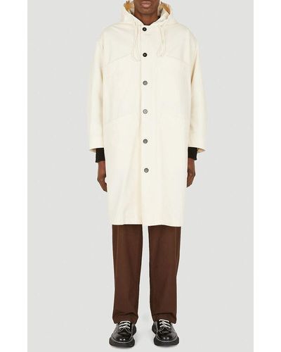 Jil Sander Button-up Hooded Parka Coat - Natural