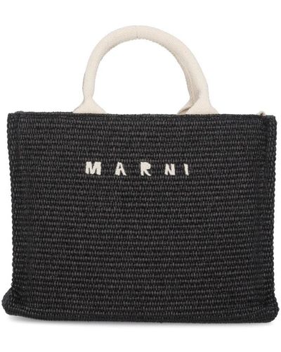 Marni Raffia Mini Tote Bag - Black