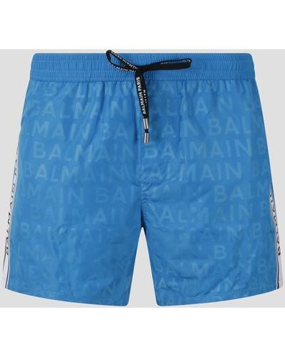Balmain Logo Swim Shorts - Blue