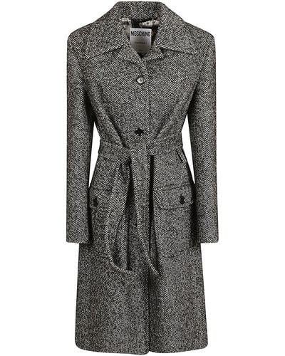 Moschino Belted Mid-Length Coat - Grey