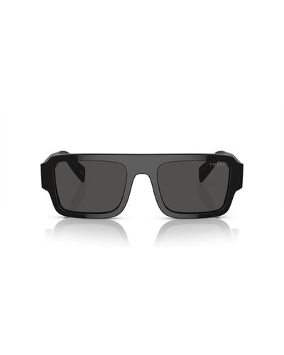 Prada Pr A05s Rectangle-frame Acetate Sunglasses - Gray