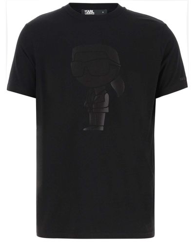 Karl Lagerfeld Stretch Cotton T-shirt With Logo - Black