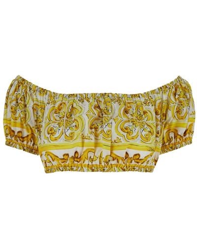 Dolce & Gabbana Crop Top Tris Maiolica - Yellow