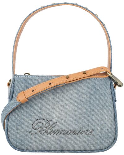 Blumarine Rhinstone Logo Denim Bag - Blue