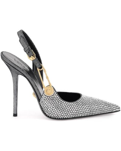 Versace 'safety Pin' Slingback Pumps - White