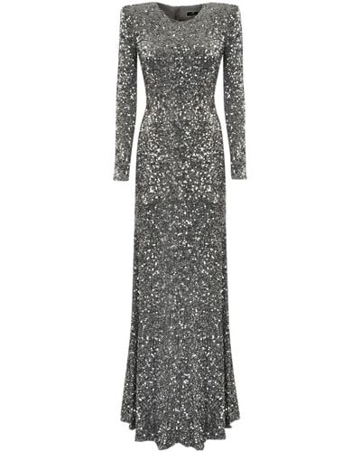 Elisabetta Franchi Red Carpet Dress With Sequins - Gray