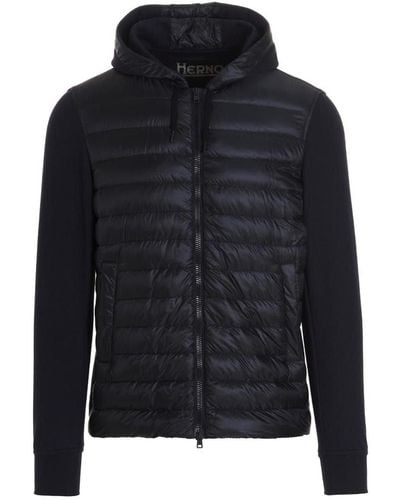 Herno Multi Material Hooded Jacket - Blue