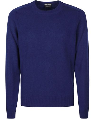 Tom Ford Cashmere Saddle Sweater - Blue