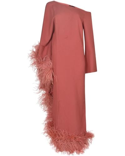 ‎Taller Marmo Ubud Extravaganza Feather-trimmed Gown - Red