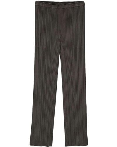 Pleats Please Issey Miyake January Pleated Cropped Trousers - Grey