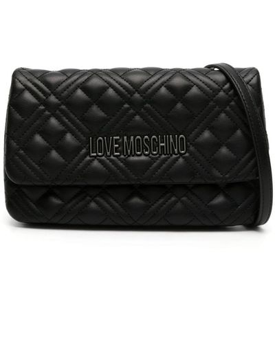 Love Moschino Logo-plaque Quilted Crossbody Bag - Black