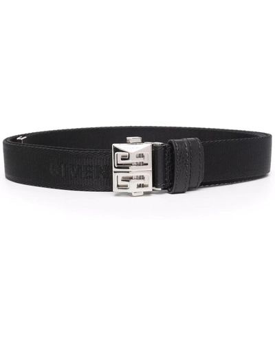 Givenchy Man Canvas Belt With Silver 4g Buckle - Black
