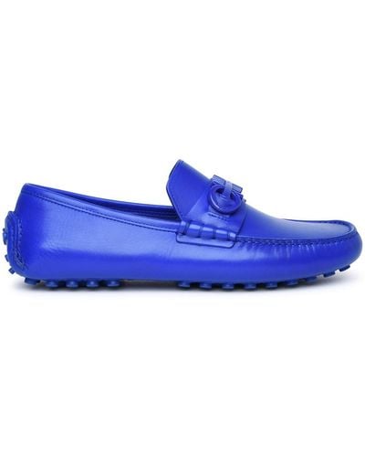Ferragamo 'graceful' Blue Leather Loafers