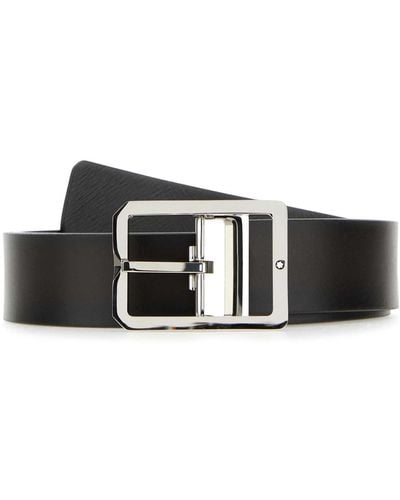 Montblanc Dark Leather Reversible Belt - White