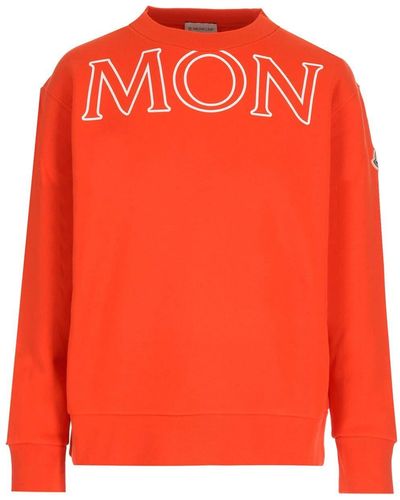 Moncler Logo Printed Crewneck Sweatshirt - Orange