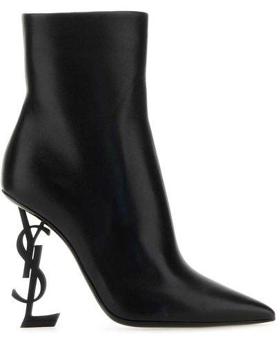 Saint Laurent Leather Opyum 110 Ankle Boots - Black