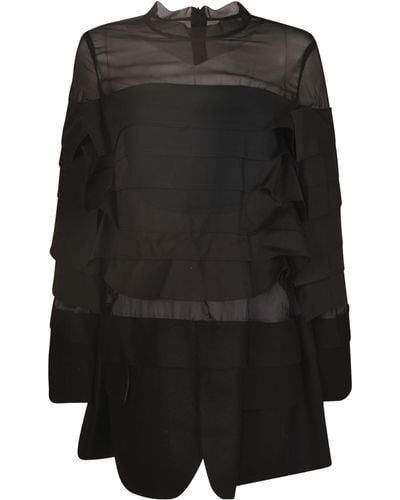 Sacai Ruffled Short Dress - Black