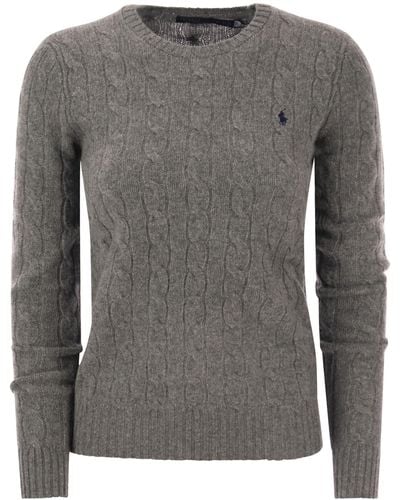 Polo Ralph Lauren Battalion Mél Wool And Cashmere Braided Sweater - Gray