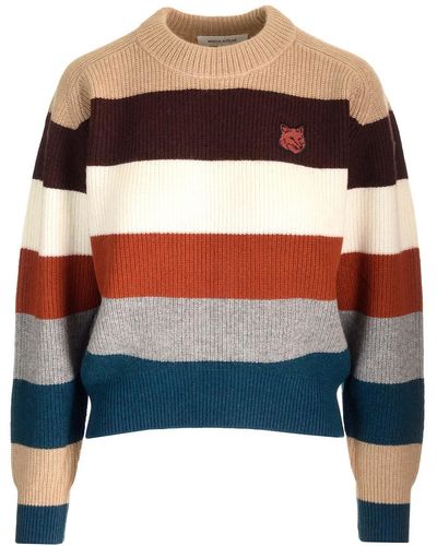 Maison Kitsuné Ribbed Wool Sweater - Blue