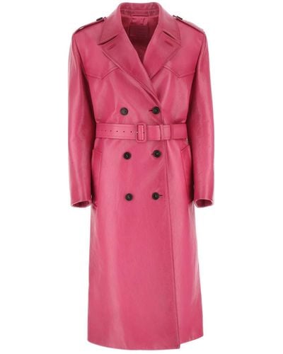 Prada Fuchsia Leather Coat - Pink