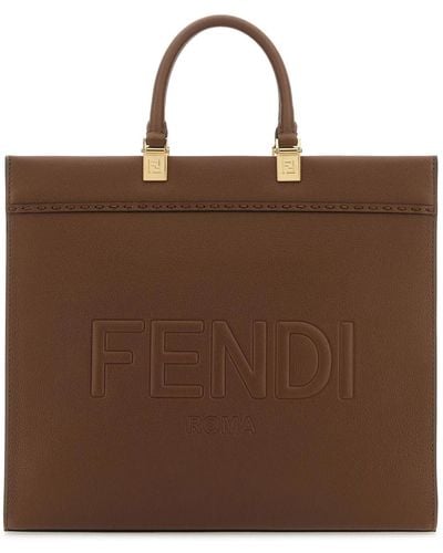 Fendi Leather Medium Sunshine Shopping Bag - Brown