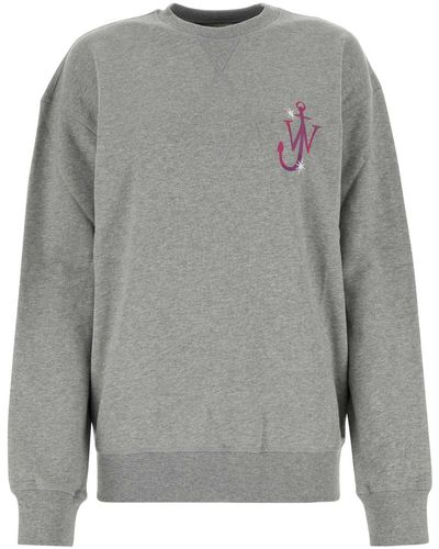 JW Anderson Melange Cotton Oversize Sweatshirt - Grey