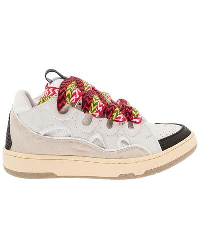Lanvin Curb Leather Trainers With Laces - Pink