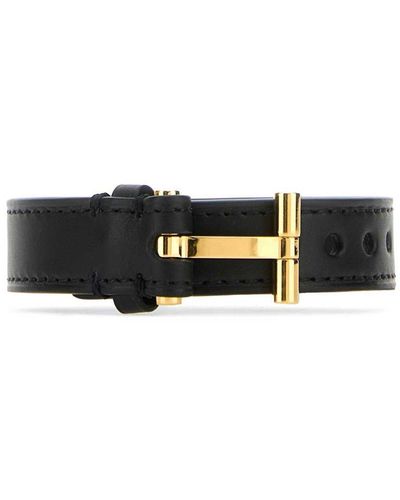 Tom Ford T-Lock Leather Bracelet - White