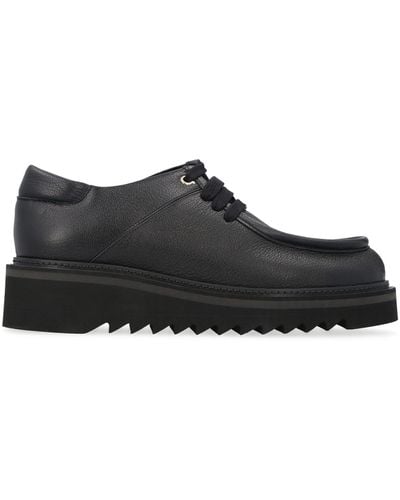 Ferragamo Leather Lace-up Shoes - Black
