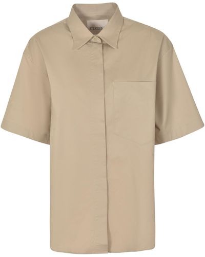 Closed Short-Sleeved Plain Shirt - Natural