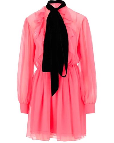Gucci Flared Silk Dress - Pink