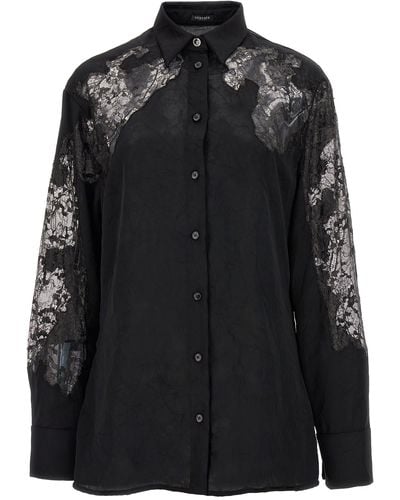 Versace Satin Lace Shirt Shirt, Blouse - Black
