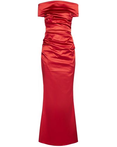 Talbot Runhof Satin Evening Dress - Red