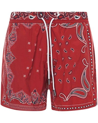 Etro Bandana-print Swim Shorts - Red