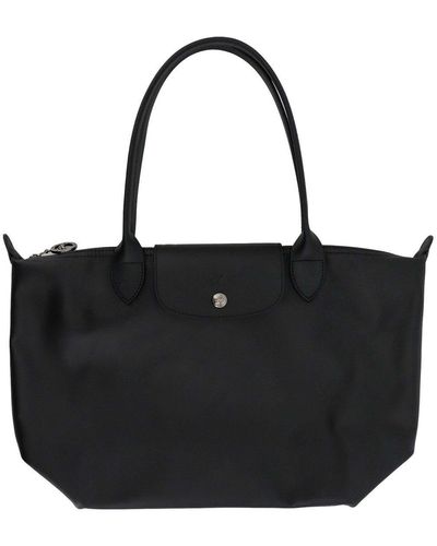 Longchamp Le Pliage Xtra Snap-buttoned Medium Tote Bag - Black