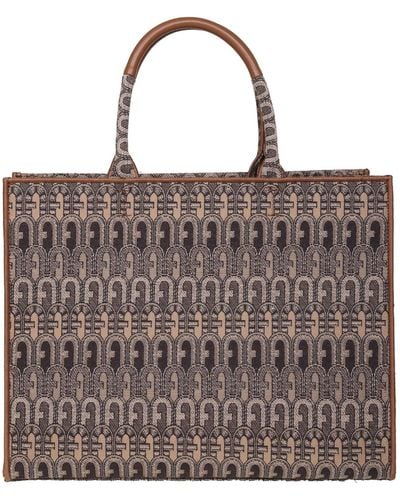Furla Bag Shoppinh Opportunity L In Fabric - Brown