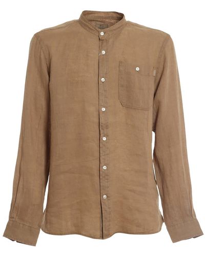 Woolrich Band Collar Long-sleeved Shirt - Brown