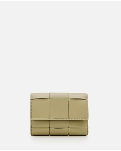 Bottega Veneta Tri-Fold Leather Wallet - Natural