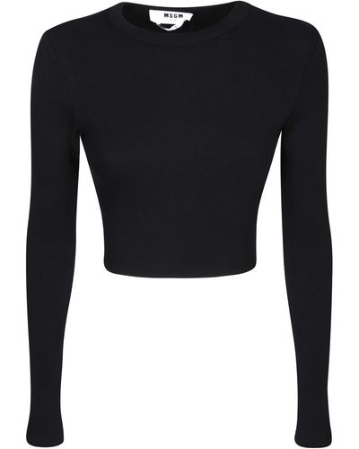 MSGM Cropped T-Shirt - Black