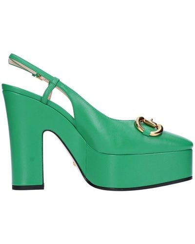 Gucci Leather Slingback Court Shoes - Green