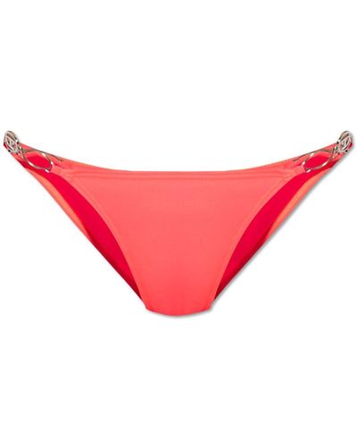 DIESEL Bfpn-irina Oval-d Plaque Bikini Briefs - Red