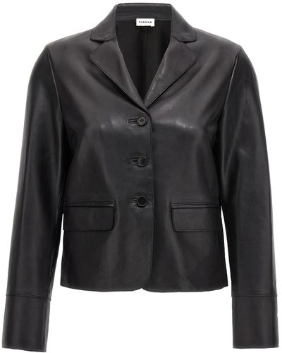 P.A.R.O.S.H. Leather Blazer Blazer And Suits - Black