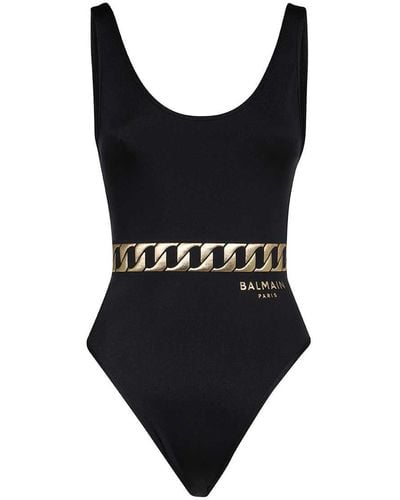 Balmain Printed One-Piece Swimsuit - Black
