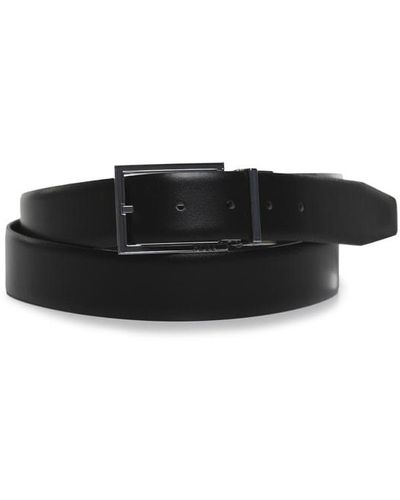 BOSS Leather Belt With Metal Buckle - Black