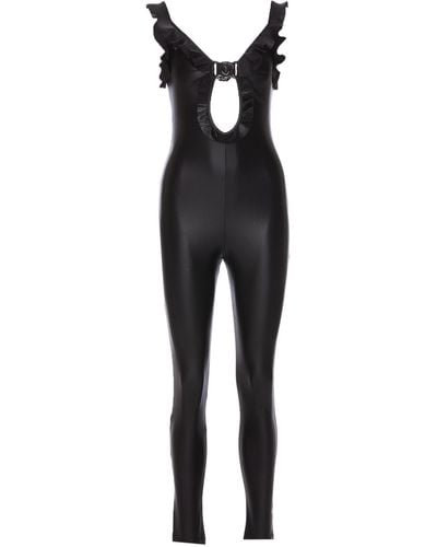 Versace V-Emblem Rouches Suit - Black