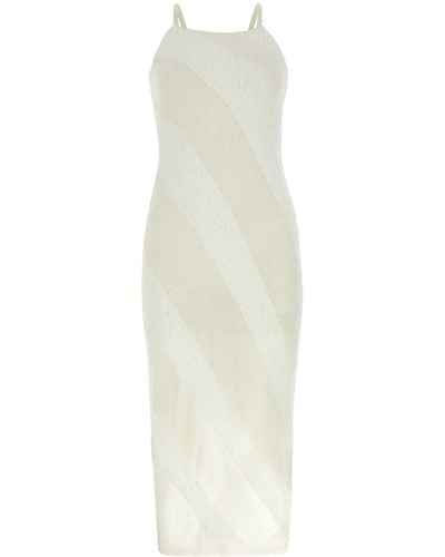 GIMAGUAS Two-Tone Nylon Blend Fuzzy Dress - White