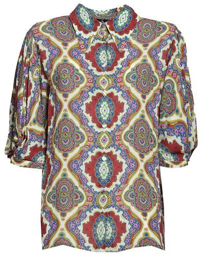 Etro Graphic Printed Straight Hem Cady Blouse - Multicolor